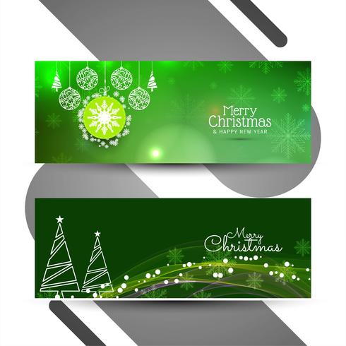 Abstract Merry Christmas banners set vector