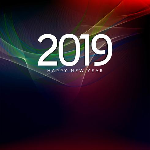 Happy New Year 2019 colorful greeting background vector