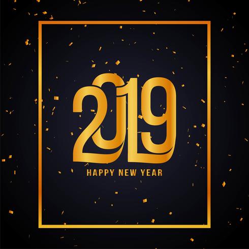 Happy New Year 2019 golden confetti background vector