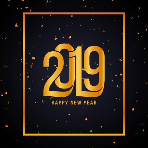 Happy New Year 2019 golden confetti background
