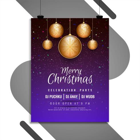 Abstract Merry Christmas party flyer template vector