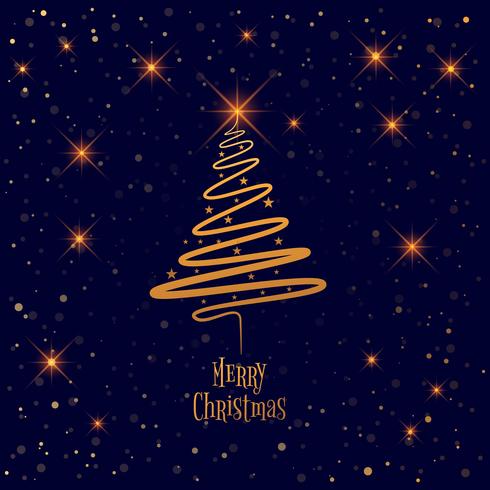 Merry christmas tree with card background vector