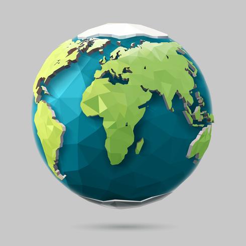 Polygonal globe icon. vector