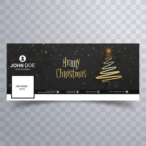 Tarjeta de feliz Navidad con plantilla de banner de portada de facebook vector