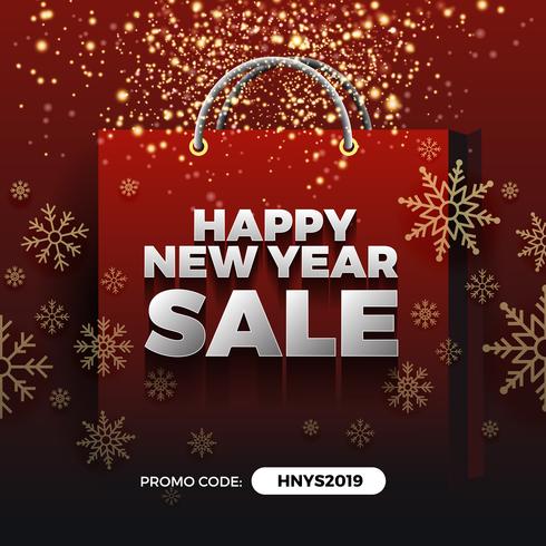 Happy New Year Sale Promotion Background Design with Golden Part