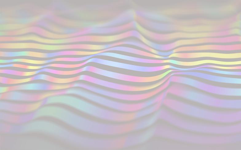 Iridescent waving 3d stripes.  vector