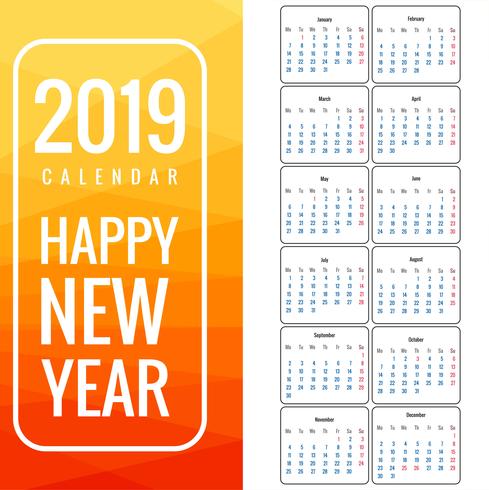 Calendar 2019 Template design vector