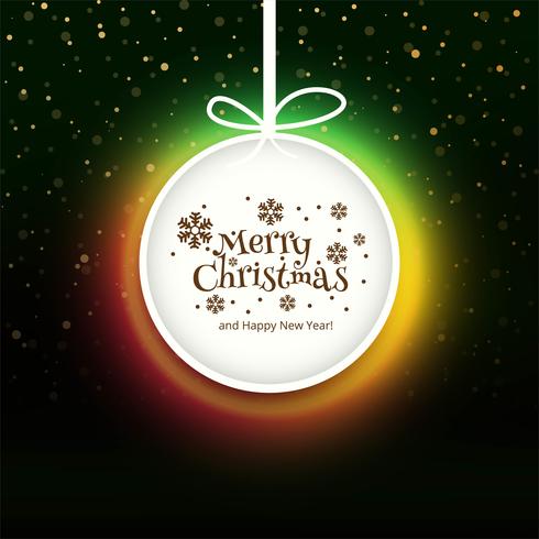 Merry christmas ball with colorful card background vector