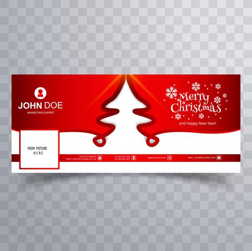 Merry christmas card facebook banner template design vector