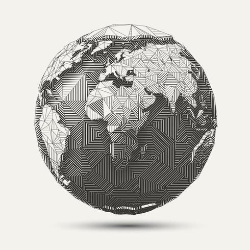 Geometric line- art earth globe illustration vector