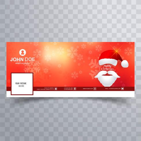 Merry christmas card facebook banner template design vector