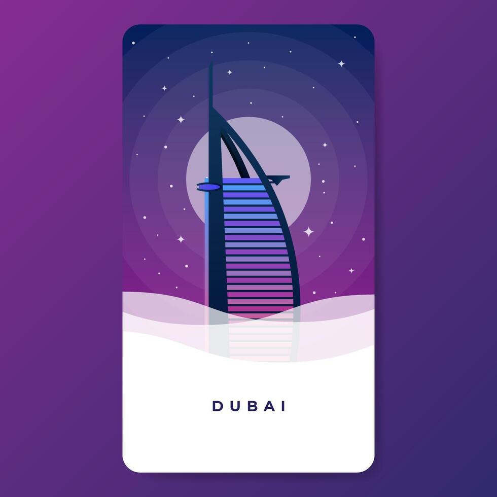 Burj Al Arab Hotel UAE Landmark Vector Illustration. 