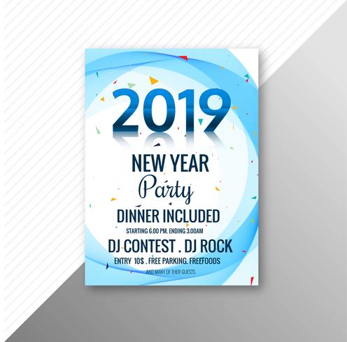 Beautiful 2019 flyer celebration party template design  vector