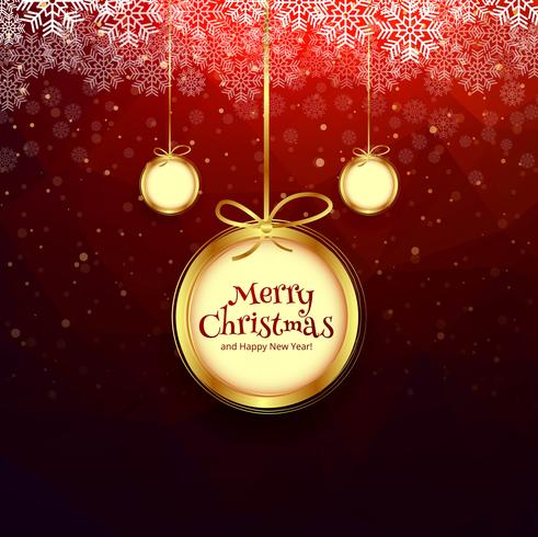 Merry christmas ball with colorful card background vector