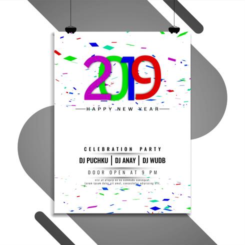 Happy New Year 2019 celebration party template vector