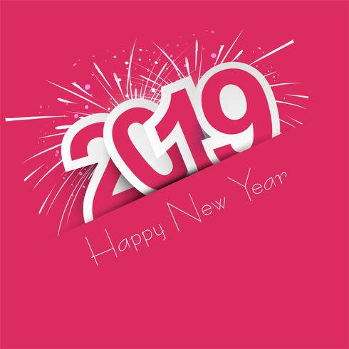 Beautiful Happy New Year 2019 text background vector