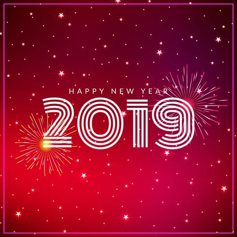 Elegant Happy New Year 2019 greeting background vector