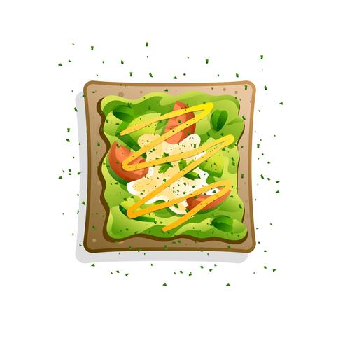 Receta de tostadas de aguacate con tomate y mostaza ilustración vectorial vector