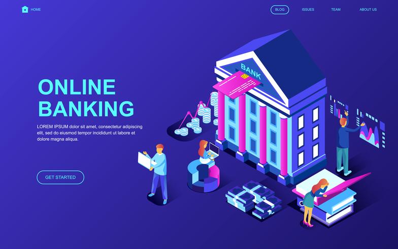 Banner de web de banca en línea vector