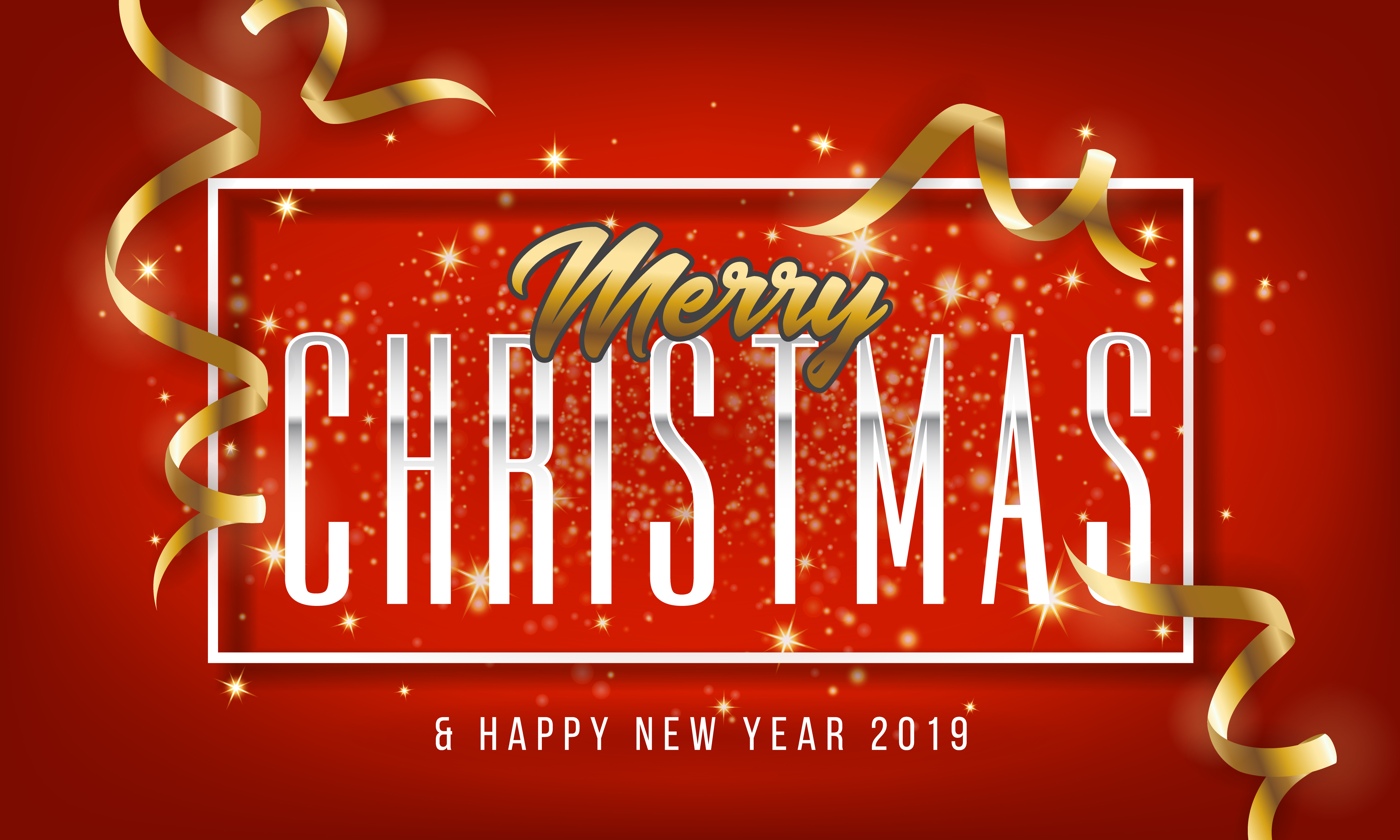 Merry Christmas and Happy New Year 2019 Greeting Card Background - Download Free Vectors ...