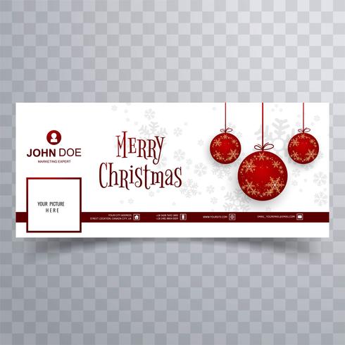 Merry christmas ball facebook banner template background vector