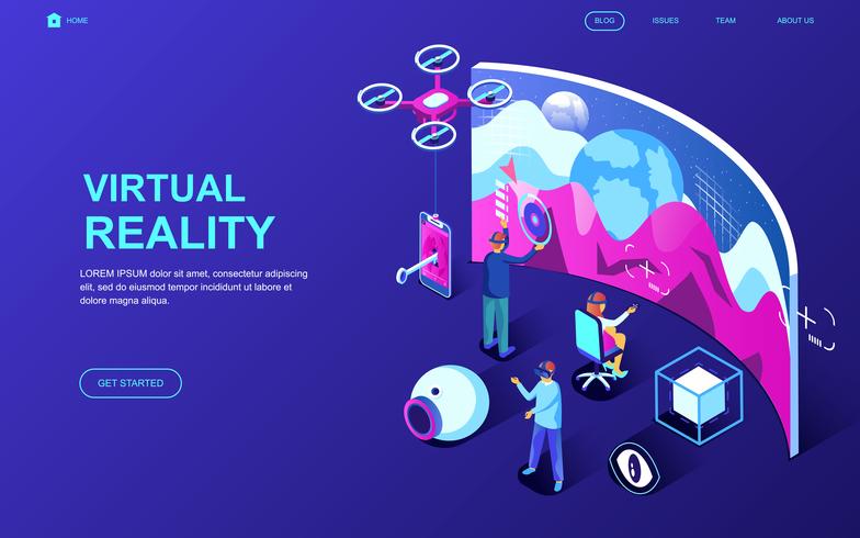 Web banner de realidad virtual aumentada vector