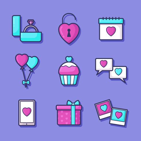 Valentines Day Elements Set Vector