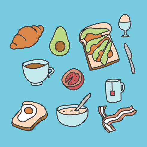 Doodled Breakfast Icons vector