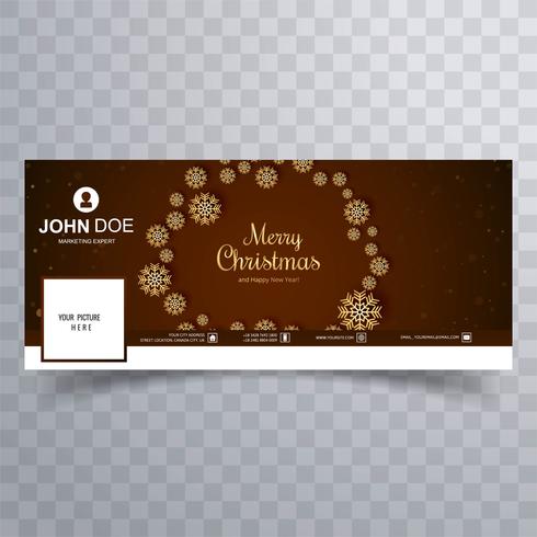 Beautiful merry christmas snowflake with facebook banner templa vector