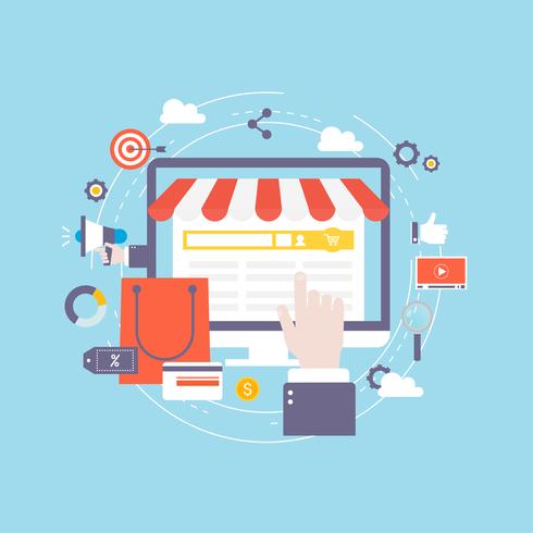 Online shopping e-commerce shop online vector