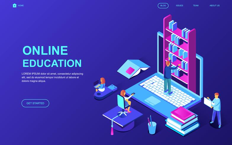 banner de web de educación en línea vector