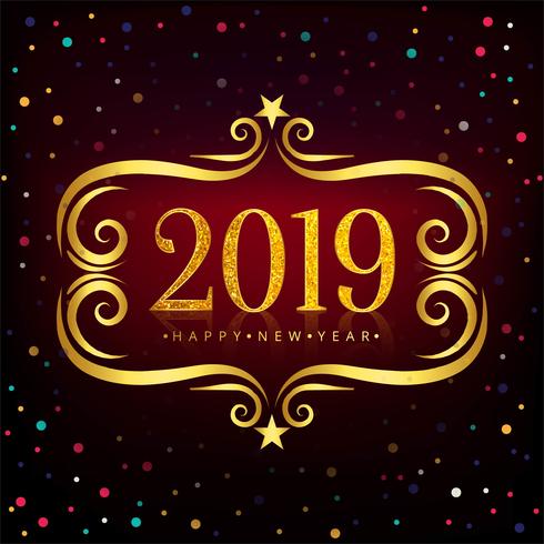 Happy New Year 2019 card celebration colorful background vector