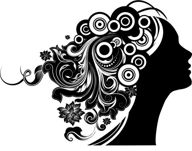 Chica con el pelo floral vector