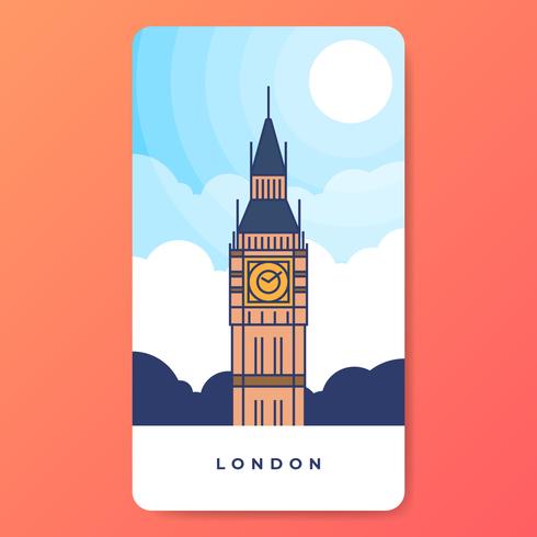 Big Ben Tower London Simple Illustration vector