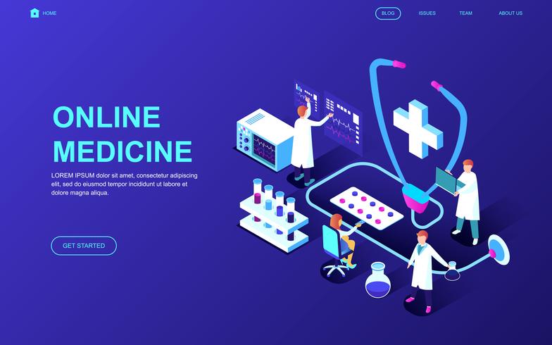 Banner de web de salud de medicina en línea vector