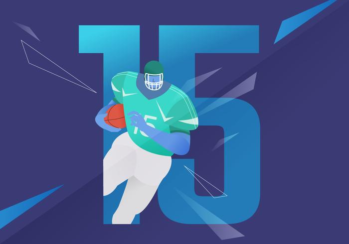 Iconic American Football Character Running Vector Illustration