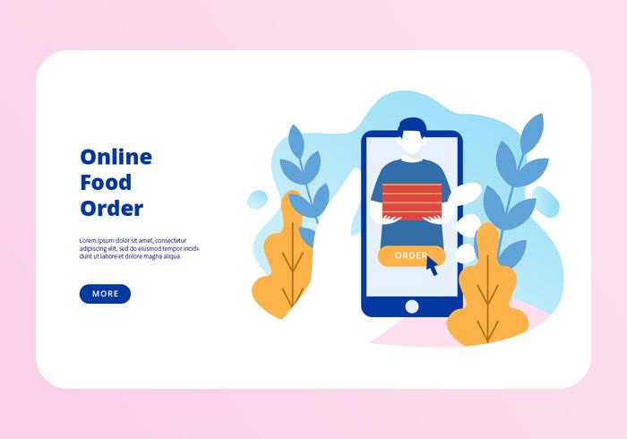 Online Food Order Landing Page Vector