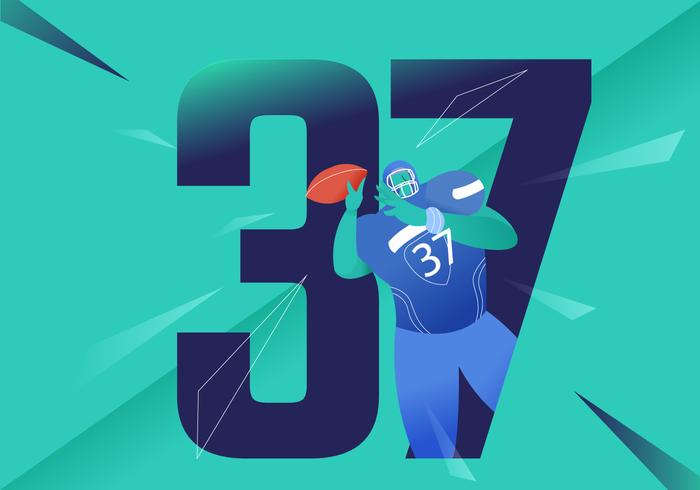 Heroic American Football Character Vector Illustration