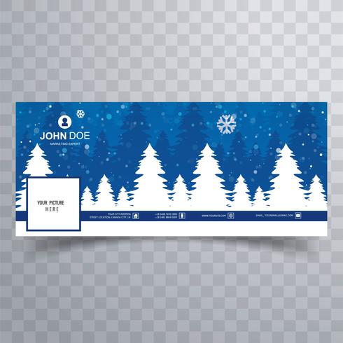 Merry christmas card with facebook cover banner template vector
