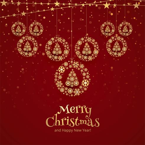 Merry christmas ball with colorful card background vector