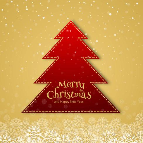 Beautiful merry christmas tree celebration card background vector