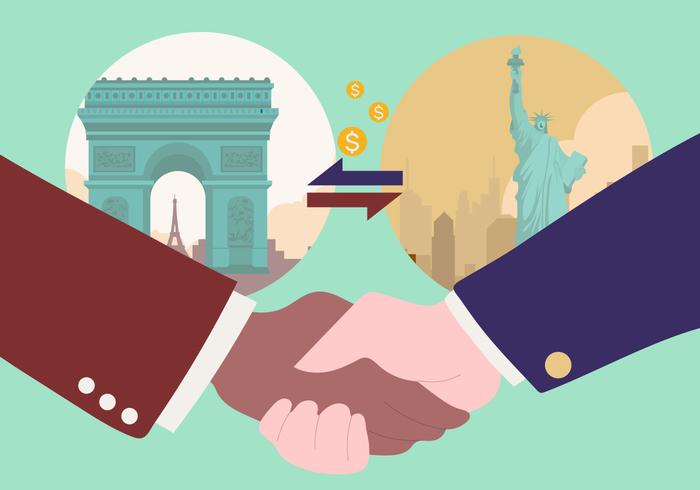 International Business Agreement Handshake Vector Illustration