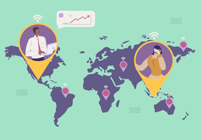 Business Connection Goes Worldwide Vector Flat Illustration