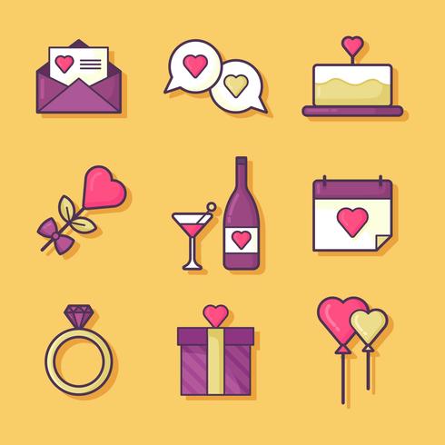 Valentines Day Elements Set Vector