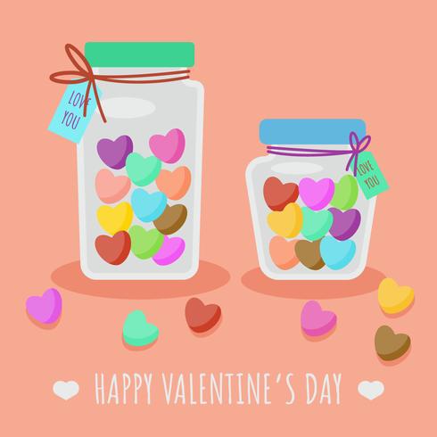 Valentine Candy Heart in Jar Vector