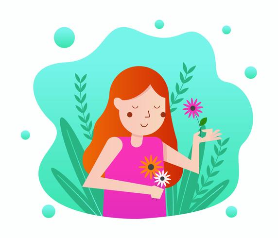 Niña con flor vector