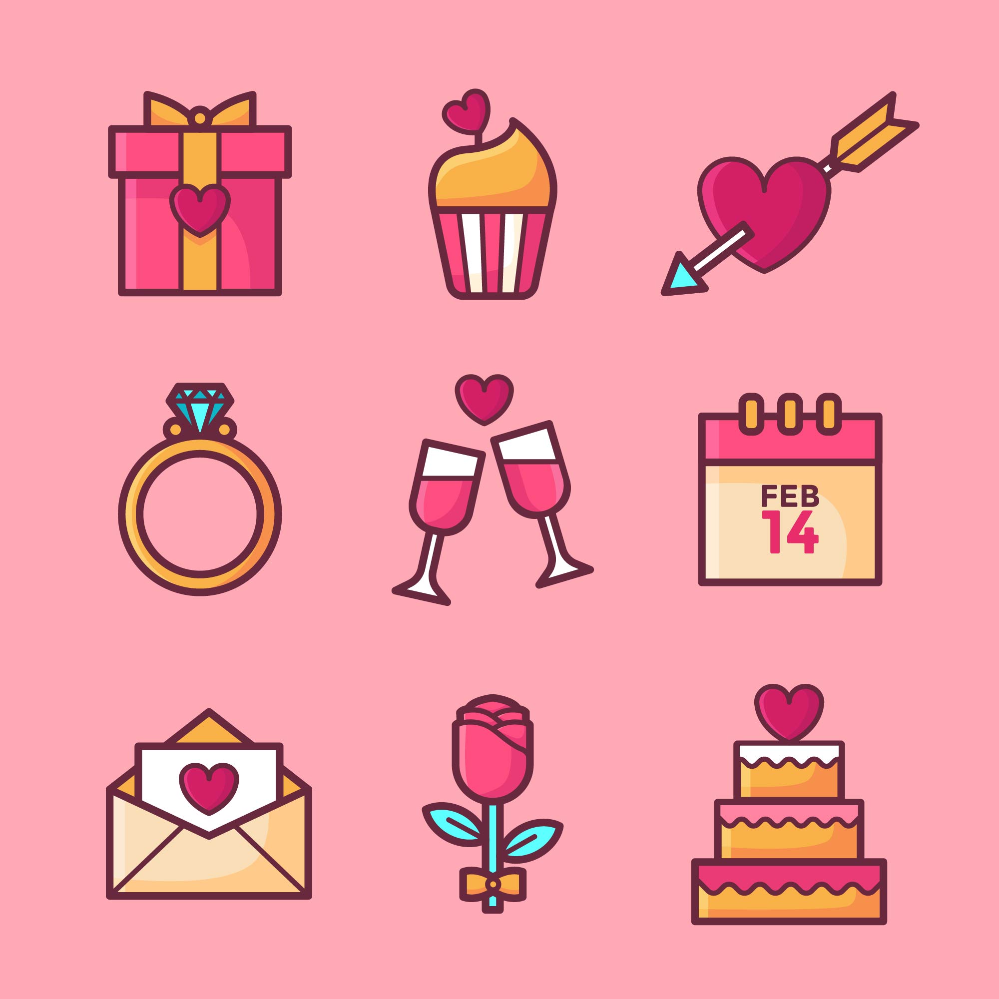 Download Valentines Day Elements Set Vector 271071 Vector Art at ...