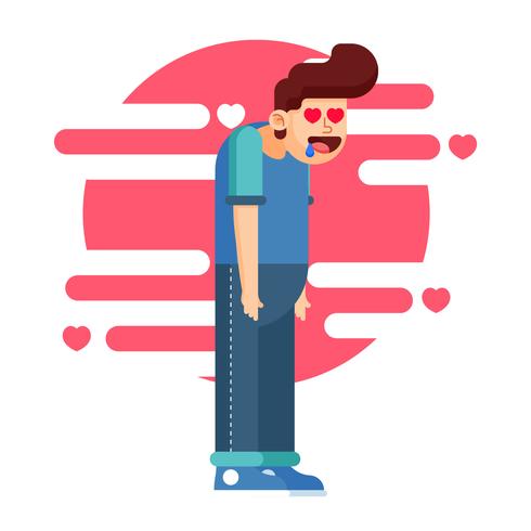 boy with heart eyes vector