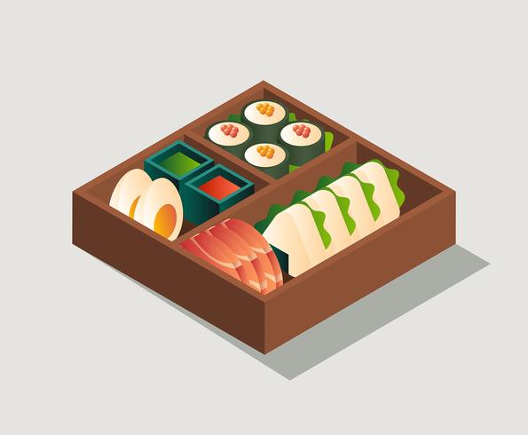 Ilustración de caja bento vector