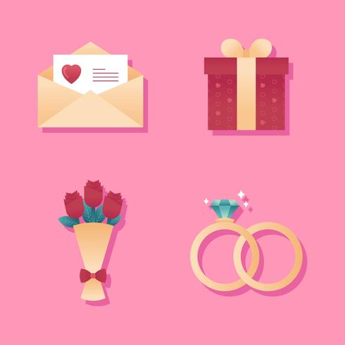 Valentines Day Elements Set Vector